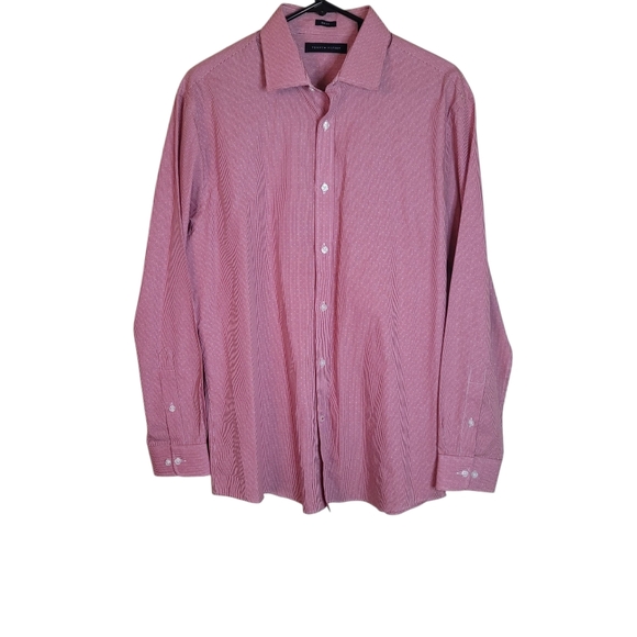TOMMY HILFIGER  Men's Red & White Button Up Shirt SIZE (L) 16  32/33 - Picture 1 of 3